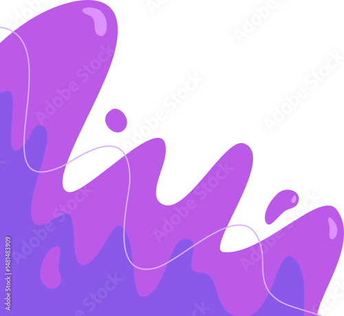 Abstract illustration of a purple fluid flowing against a white background. Ideal for backgrounds, textures, or design elements requiring a smooth, organic shape.
