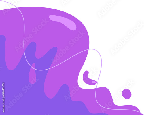 Abstract illustration of a purple fluid flowing against a white background. Ideal for backgrounds, textures, or design elements requiring a smooth, organic shape.
