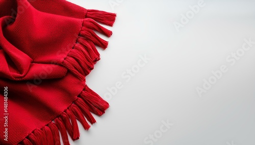 red scarf on white background with copy space