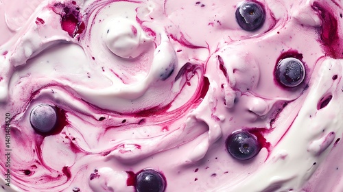 Creamy blueberry swirl dessert topping.