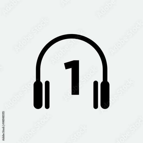 Headphone Template On 1 Letter.Music And Podcast Logo Design Headphone Concept	
