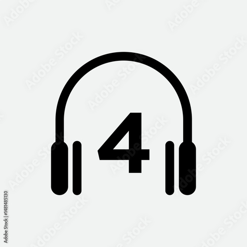 Headphone Template On 4 Letter.Music And Podcast Logo Design Headphone Concept	
