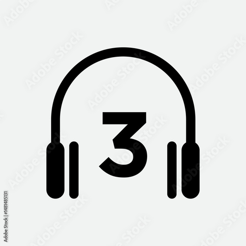 Headphone Template On 3 Letter.Music And Podcast Logo Design Headphone Concept	
