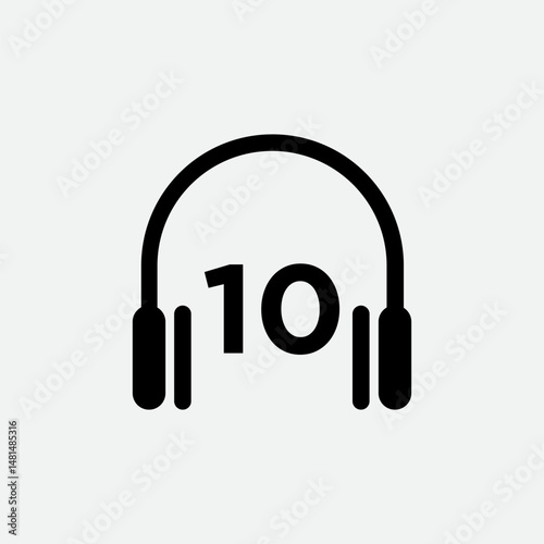 Headphone Template On 10 Letter.Music And Podcast Logo Design Headphone Concept	
