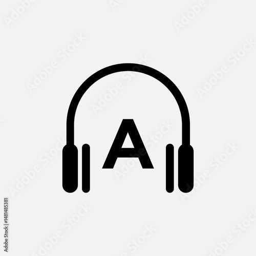 Headphone Template On A Letter.Music And Podcast Logo Design Headphone Concept	
