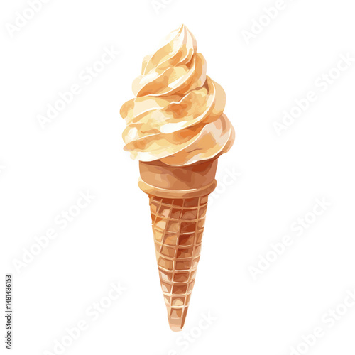 Soft Serve cone illustration dessert cream vector