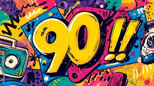 90s Retro Pop Art Blast from the Past: Vibrant Graffiti Style