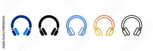Headphones  Icon Set Multiple Style Vector Illustration 