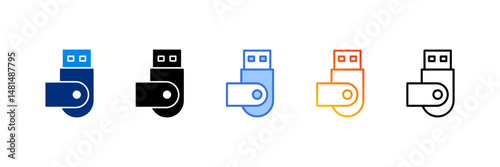Usb  Icon Set Multiple Style Vector Illustration 