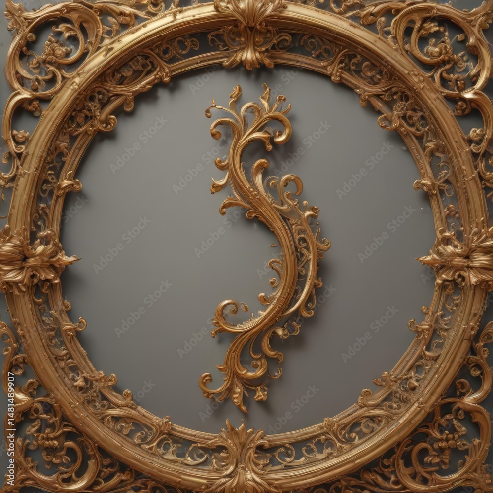 Obraz premium Intricate swirls & flourishes frame, gold accents , pattern, elegant, frame