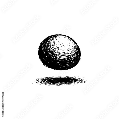 Minimalist monochrome rendering of a sphere with textured shadows and subtle reflections