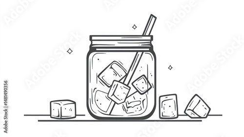 Refreshing Iced Drink in a Glass Jar photo