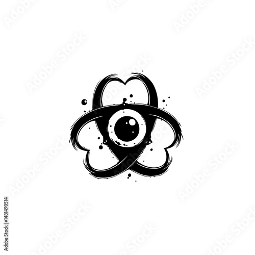 Monochrome Abstract Creature: Singular Eye and Tentacle-Like Appendages Illustration