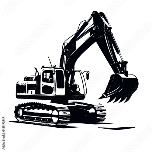 Silhouette of an Excavator