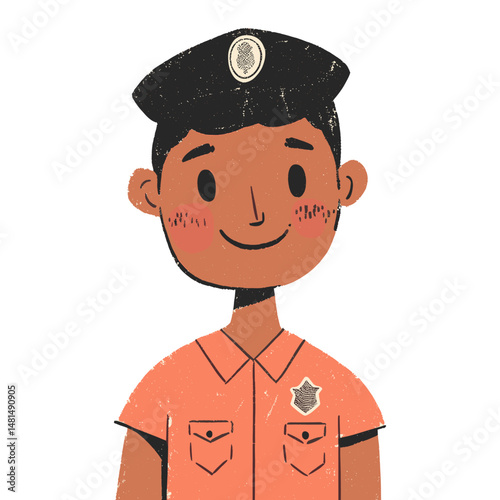 Police black woman illustration cartoon child-friendly vector