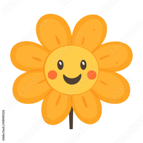 Yellow flower style cute illustration vector