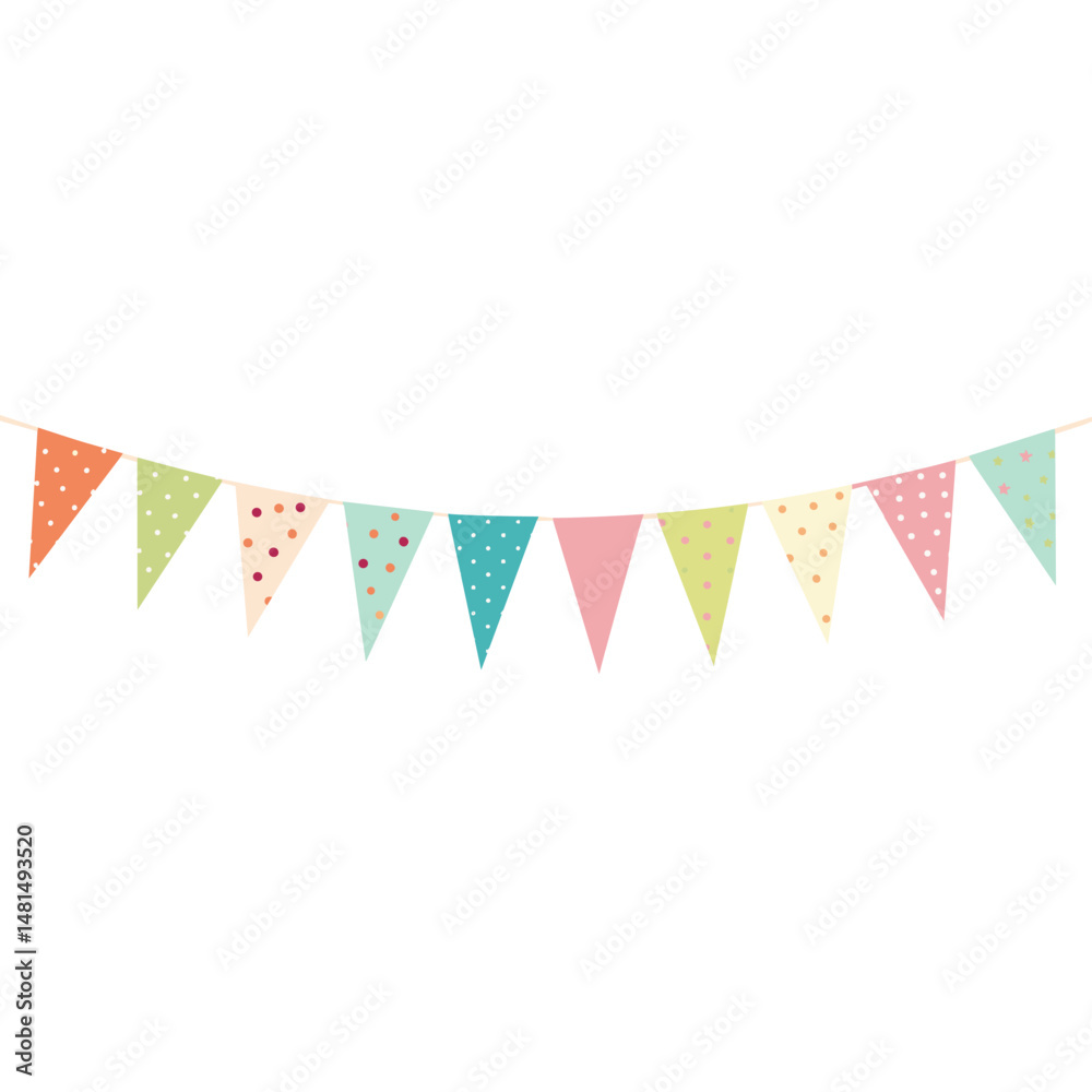 Obraz premium Confetti and bunting flags colorful banner design vector