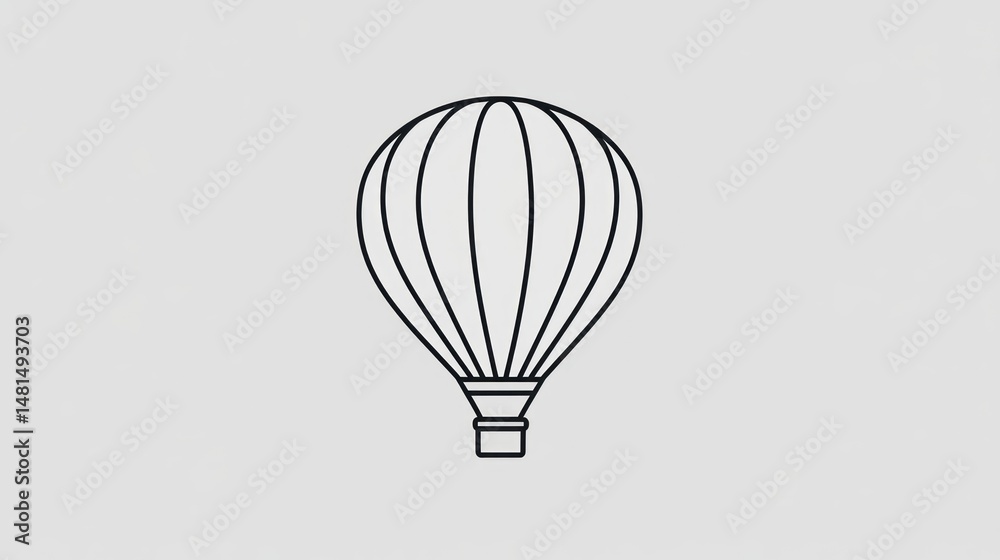Obraz premium Simple Line Art Hot Air Balloon Illustration