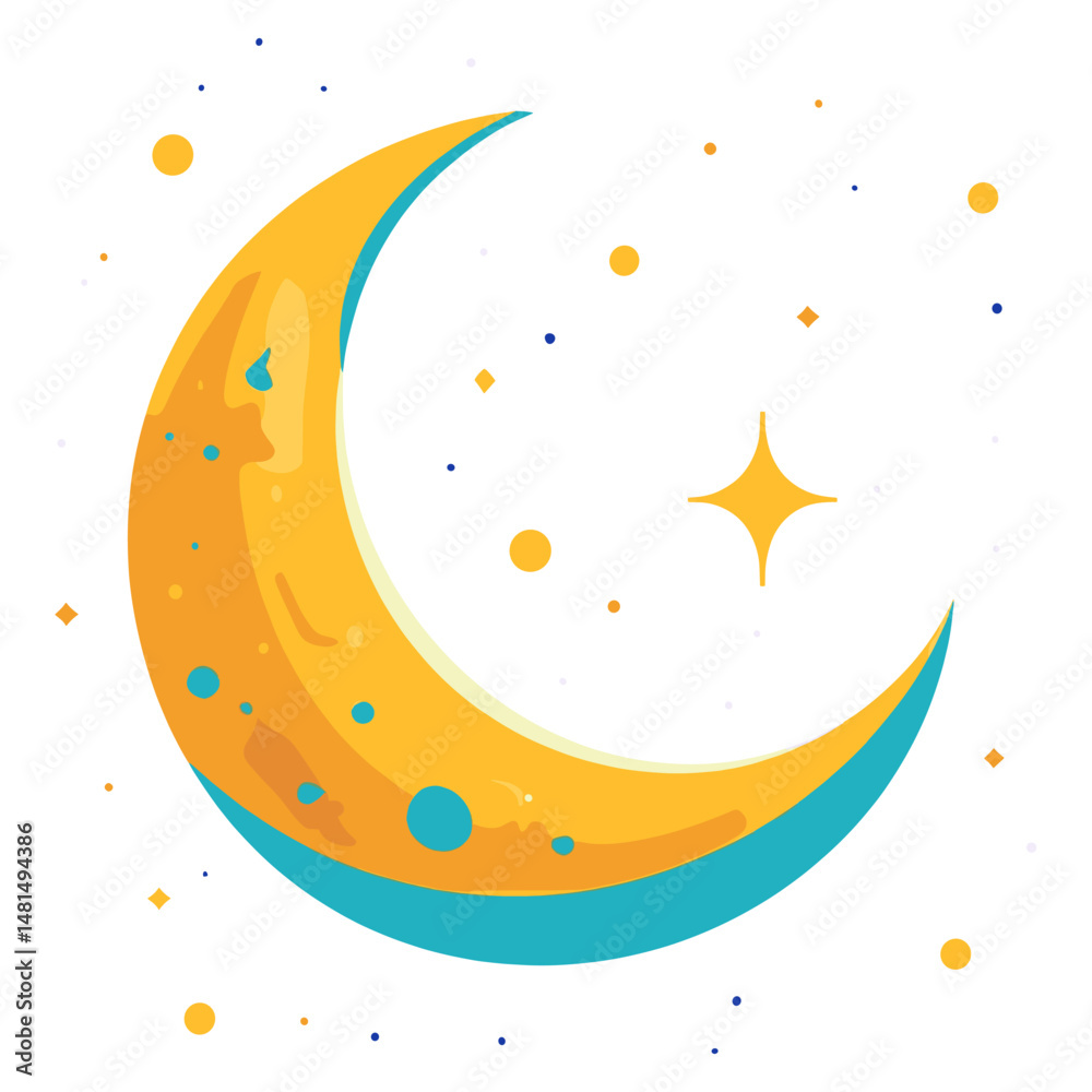 Naklejka premium Vector icon moon illustration vibrant night vector