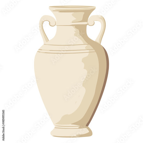 Classic cream greek vase illustration pottery urn vector