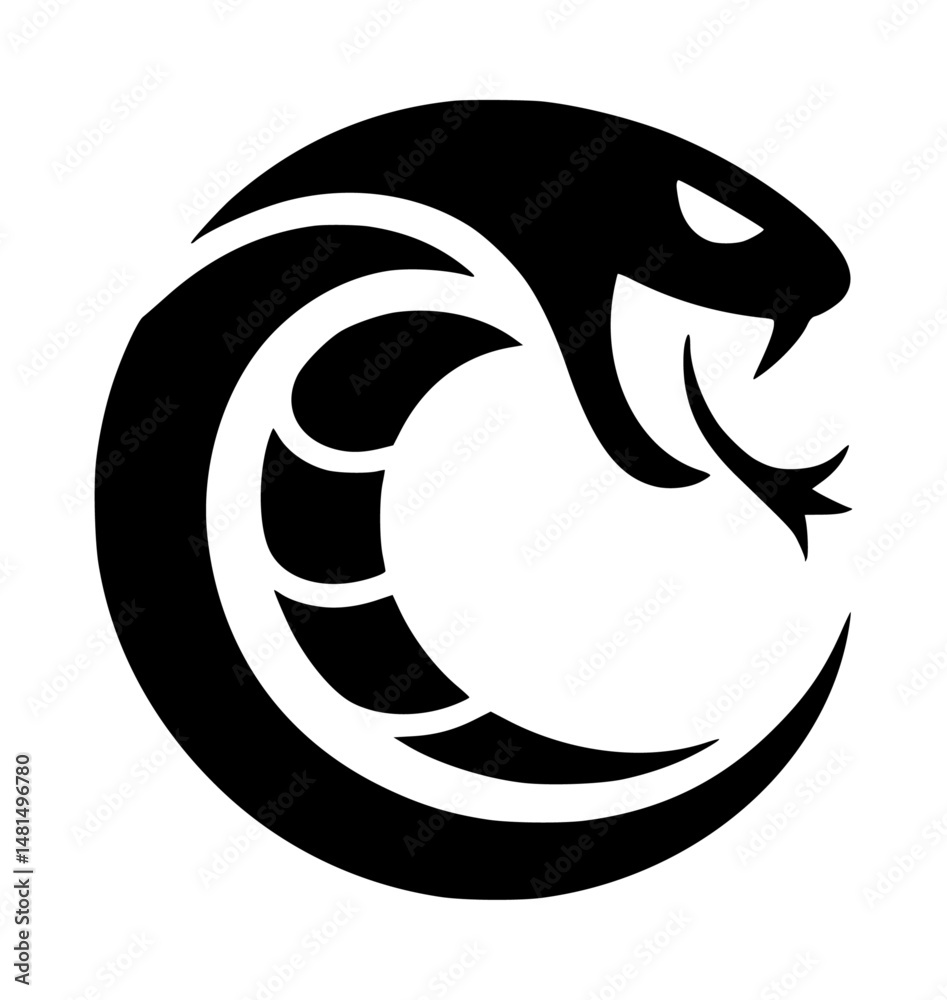 Naklejka premium C Shape Cobra Snake Vector Logo
