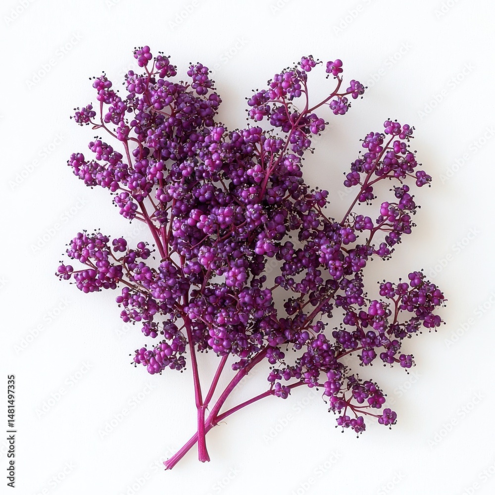 Obraz premium Close Up of Delicate Purple Flowers on White Background