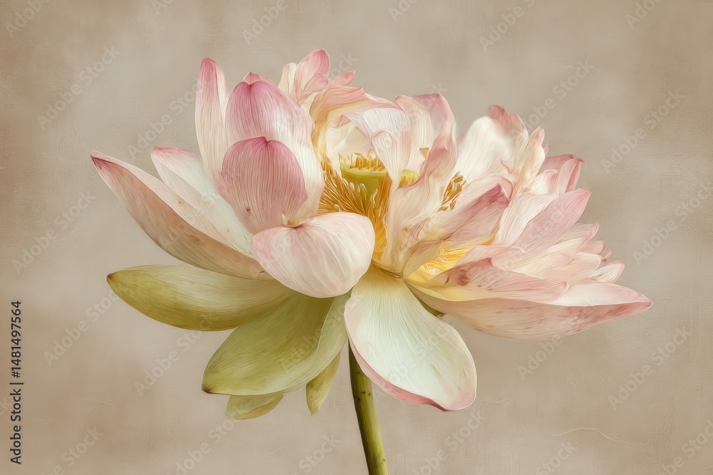 Fototapeta premium Delicate, pastel lotus flower in soft focus.
