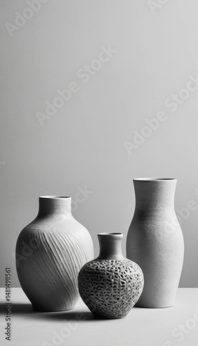 Modern interior design features black and white chairs near a clean table with a ceramic mug
