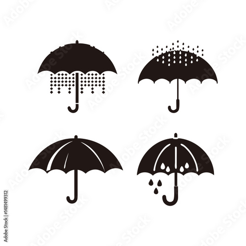 Rainy Weather Umbrella Icons
