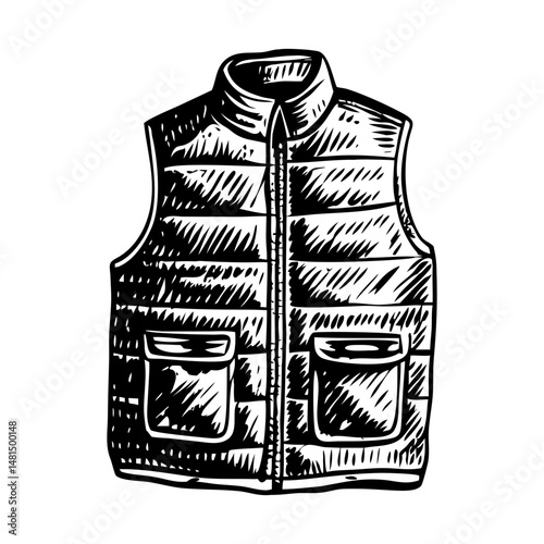 Outdoor vest illustration in vintage style