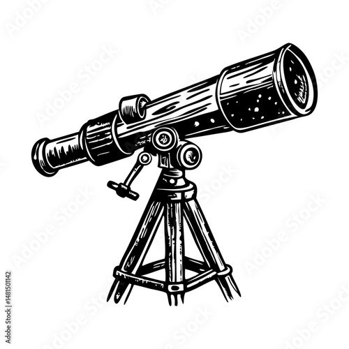 A vintage style illustration of telescope