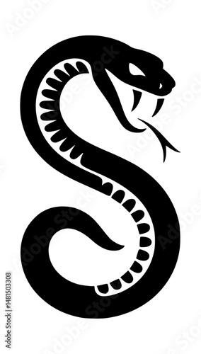 S Letter Shape Snake Vector Logo Black