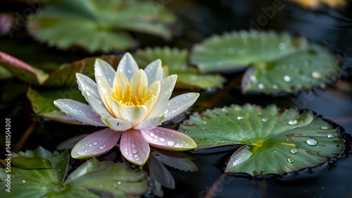 Wallpaper Mural Water Lily Beauty A close up of a white and pink flower in water Torontodigital.ca