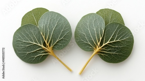 Minimalist Green Eucalyptus Leaves  Botanical  Nature  Flatlay