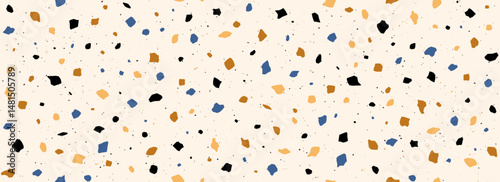 Light beige Terrazzo seamless pattern. Repeating granite stone texture. Color Italian mosaic surface design for paving, floor tile swatch, decoration. Venetian marble background concept. Vector