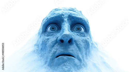 Ice giant with a surprised expression. transparent background