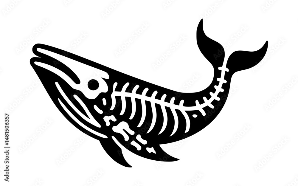 Obraz premium Whale Skeleton Icon Logo Vector