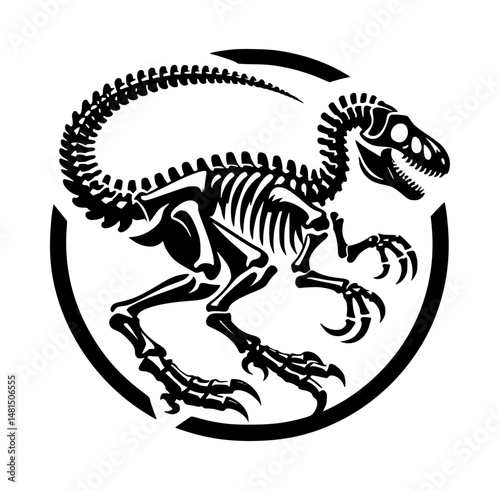 Velociraptor Skeleton Icon Logo Vector
