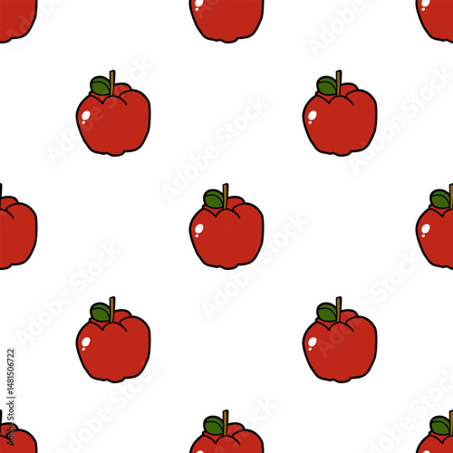 Red apple pattern on white background
