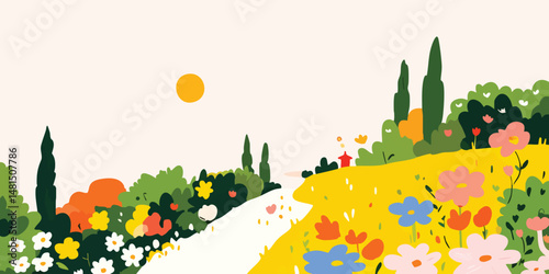 A charming floral scene com...
