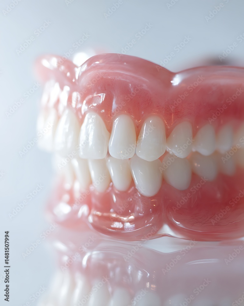 Obraz premium Senior gums in contact with dentures, emphasizing care in aging oral health.