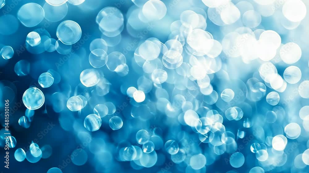 Abstract blue bokeh background with bright, out-of-focus light circles