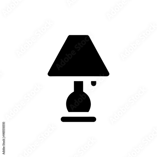 table lamp with lampshade icon illustration, silhouette on white background