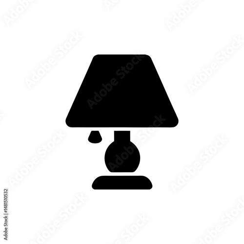 table lamp with lampshade icon illustration, silhouette on white background
