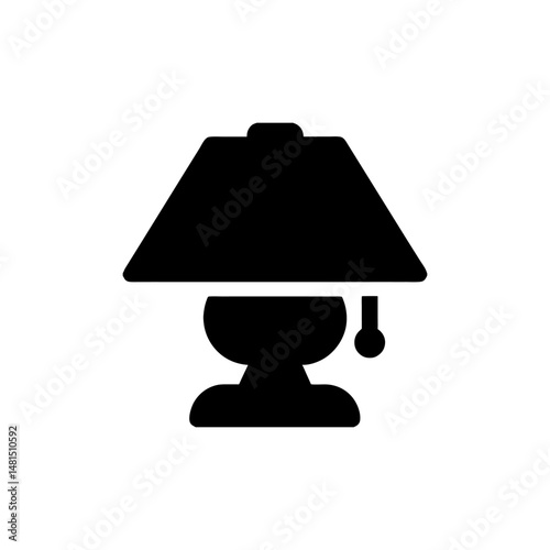 table lamp with lampshade icon illustration, silhouette on white background