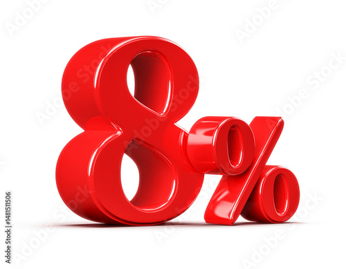 3D Red 8 Percent Discount Number Promotion
