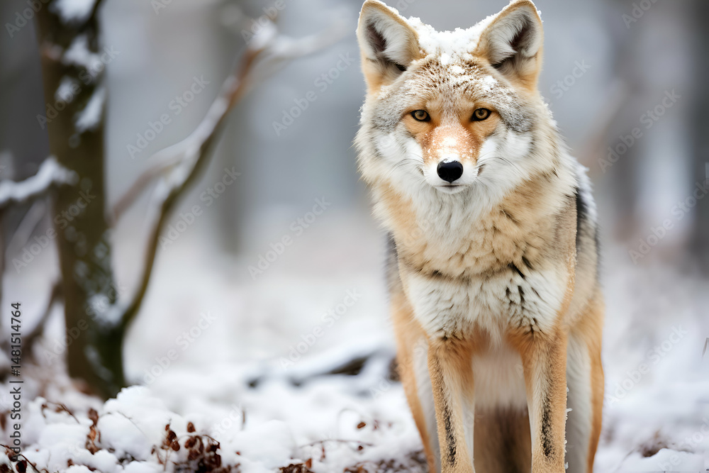 Fototapeta premium Coyote in Snowy Forest