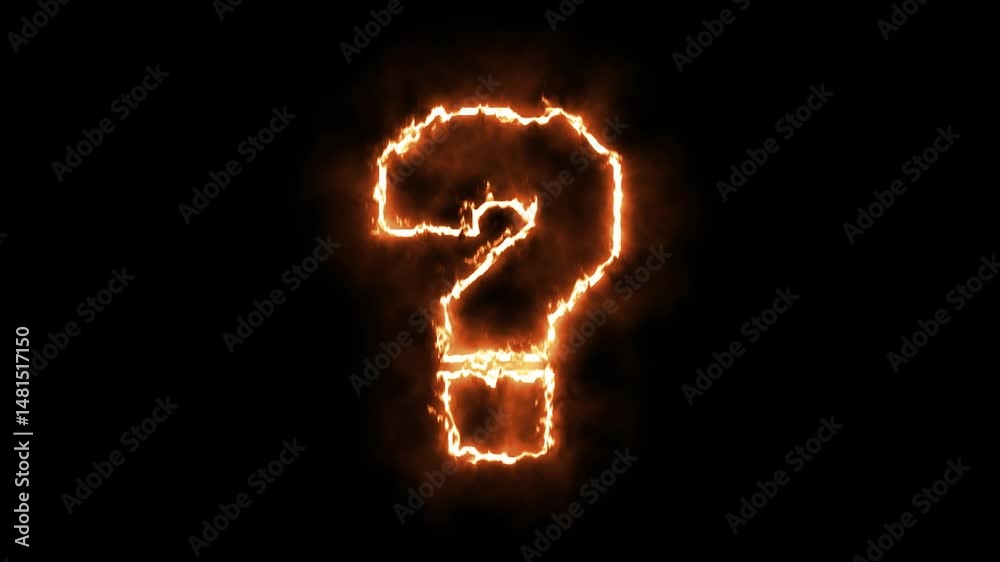 Animated Flaming symbol question mark in transparent background, with alpha channel Animated Flaming symbol question mark in transparent background, with alpha channel