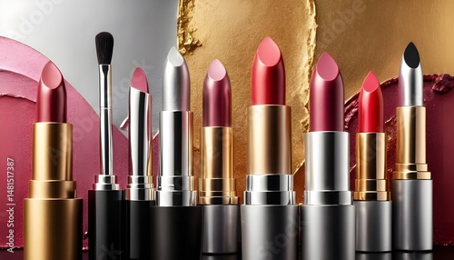 make up brushes and lipstick
