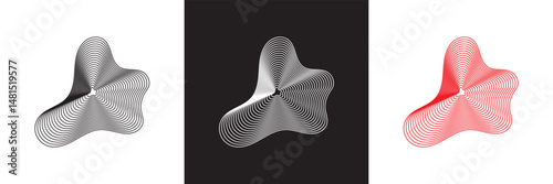 Wave Organic Shape Abstract Lines.  Sound Wave Pattern. Music Pulse Effect icon. Vector illustration. isolated on white and black background. EPS 10